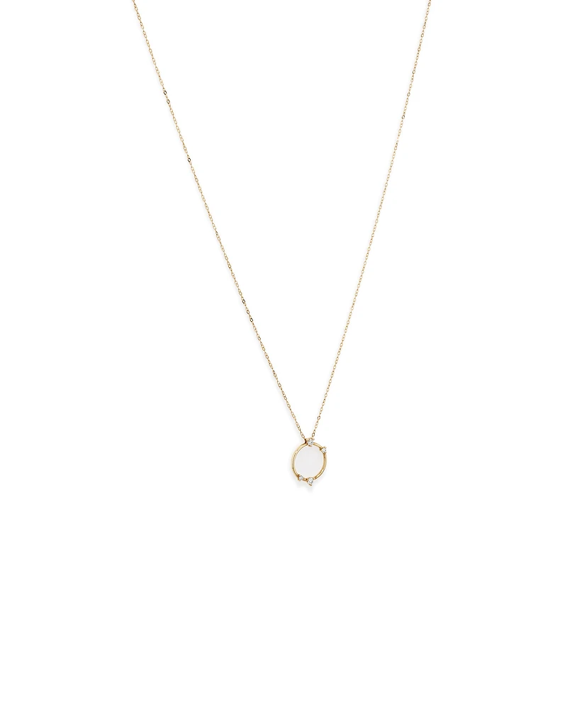 Diamond Studded Circle Necklace in 10kt Yellow Gold