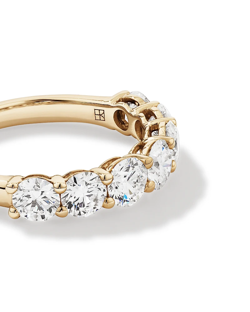 Alliance ronde en diamant brillant de laboratoire TW de 2,00 carats en or jaune 14 carats