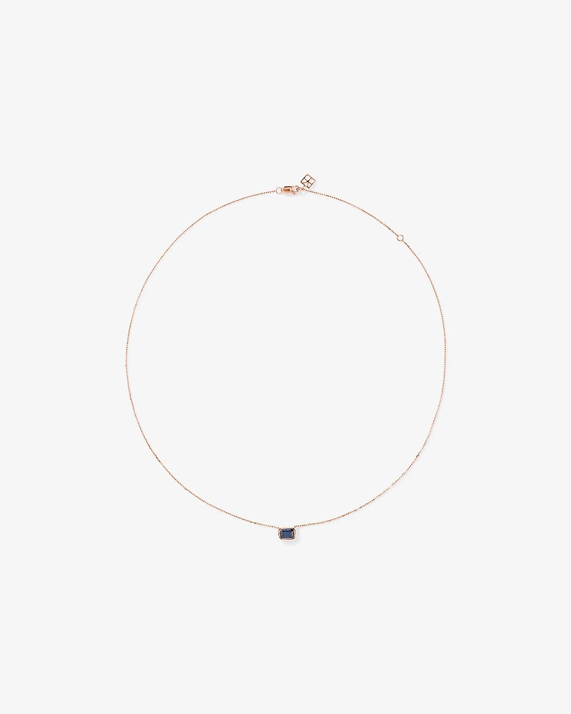 Australian Sapphire Emerald Cut Bezel Set Necklace in 10kt Rose Gold
