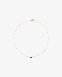 Australian Sapphire Emerald Cut Bezel Set Necklace in 10kt Rose Gold