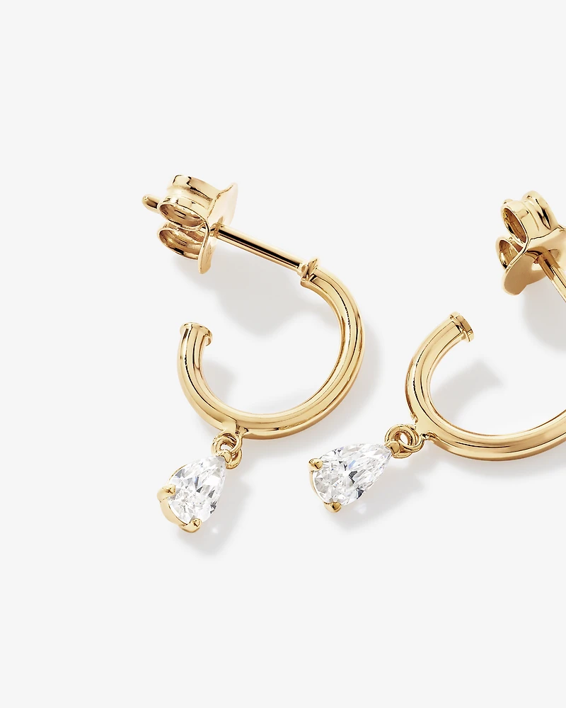 Pear Drop Stud Earrings in 18kt Vermeil with Cubic Zirconia
