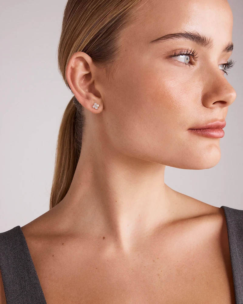 Australian Opal & Diamond Accent Stud Earrings in 10kt Yellow Gold