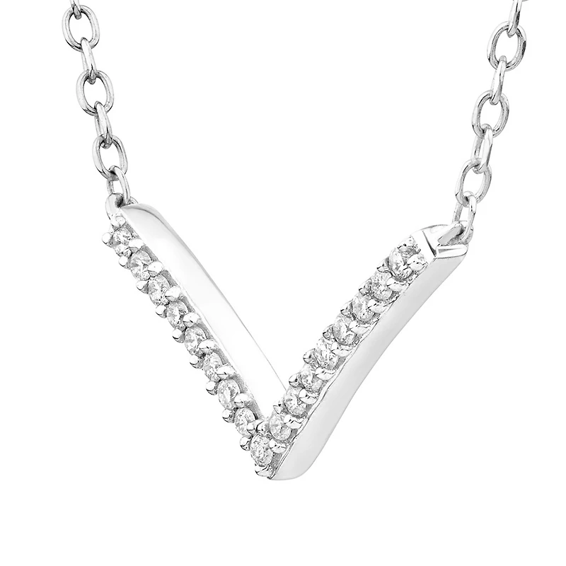 Chevron Necklace with 0.05 Carat TW Diamonds in Sterling Silver