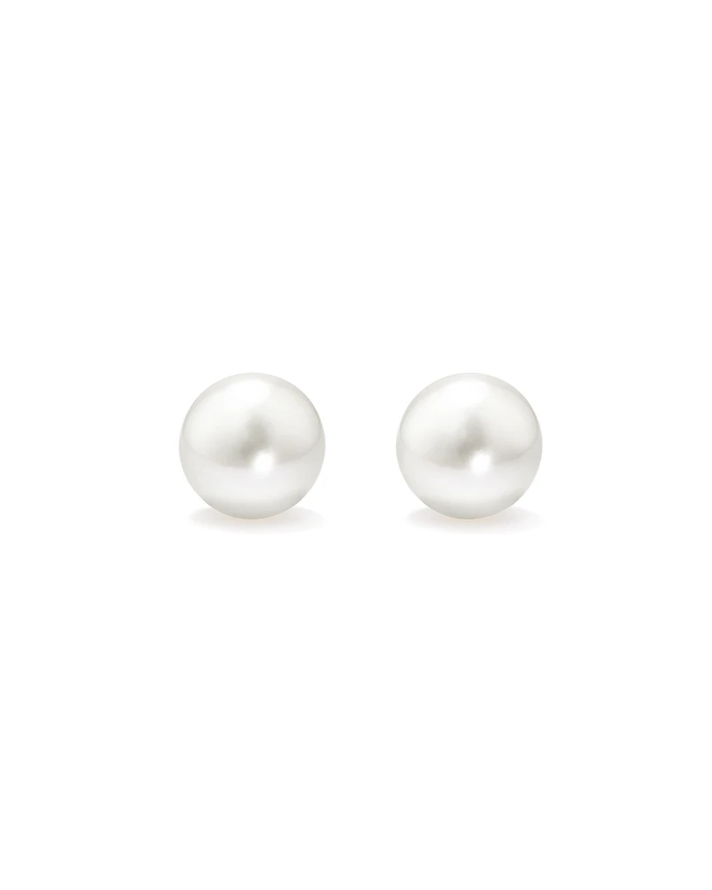 10.5-11mm Button Cultured Freshwater Pearl Stud Earrings in 10kt Yellow Gold