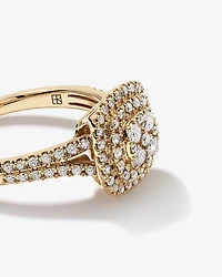 0.65 Carat TW Cushion Shaped Cluster Halo Diamond Ring in 10kt Yellow Gold