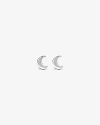Crescent Moon Stud Earrings in Sterling Silver