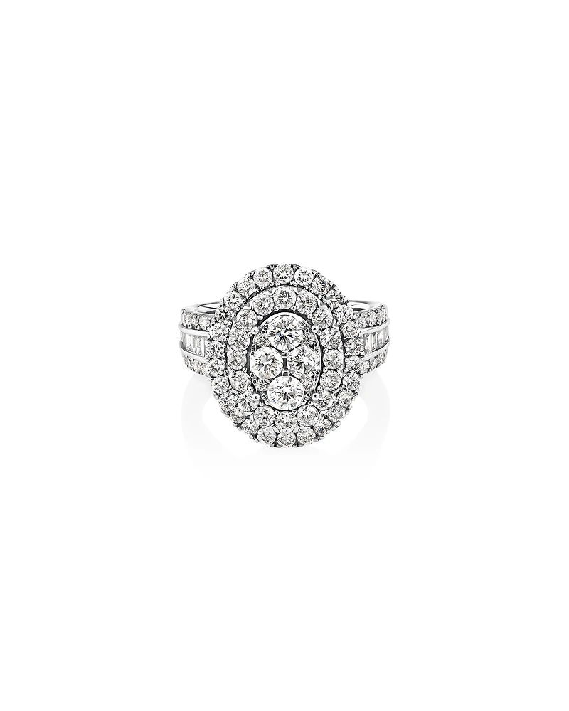 Oval Cluster Ring with 2.50 Carat TW of Diamonds in 14kt White Gold