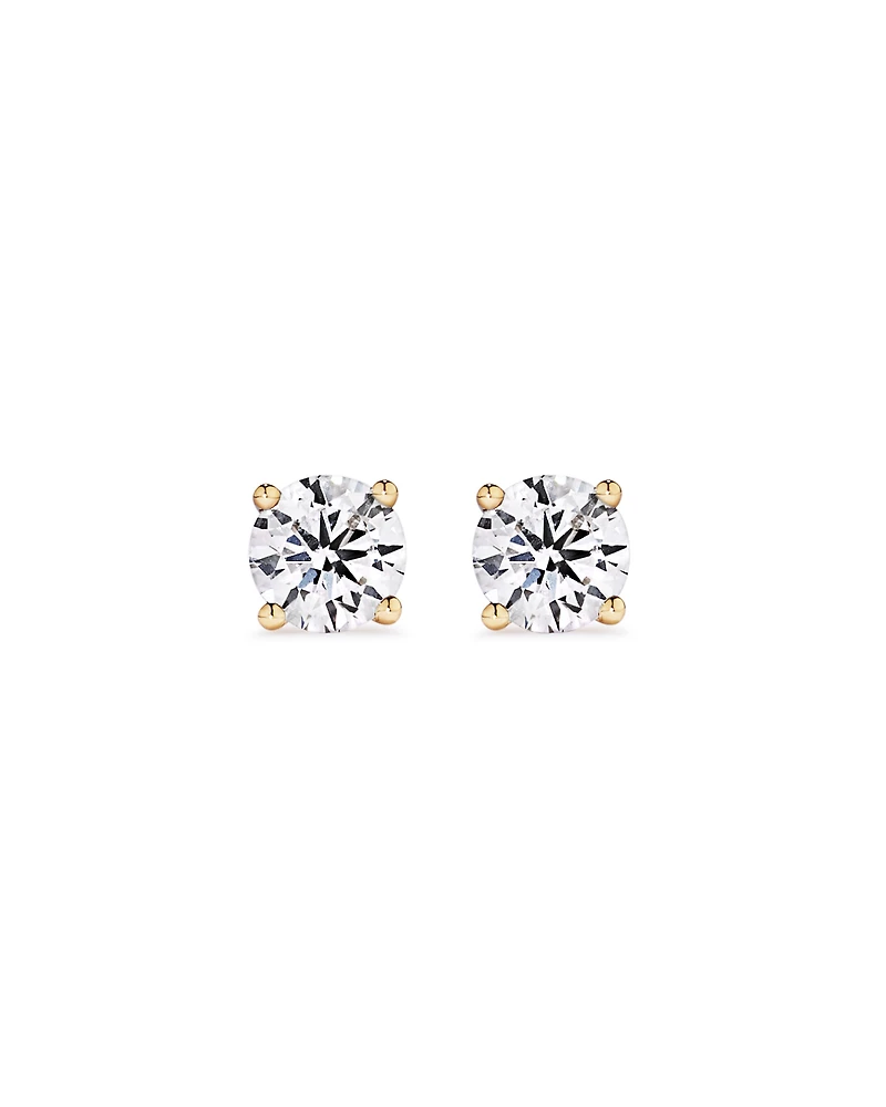 0.60 Carat TW Round Brilliant Laboratory-Grown Diamond Solitaire Stud Earrings in 10kt Yellow Gold
