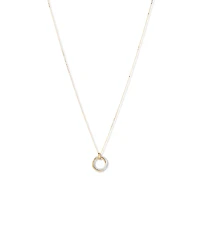 Collier pendentif à double cercle deux tons avec finition martelée en or blanc et jaune 10 kt