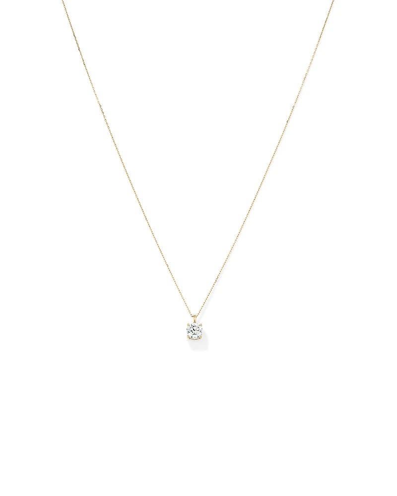 Pendentif solitaire en diamant cultivé en laboratoire TW de 1,00 carat en or jaune 14 carats