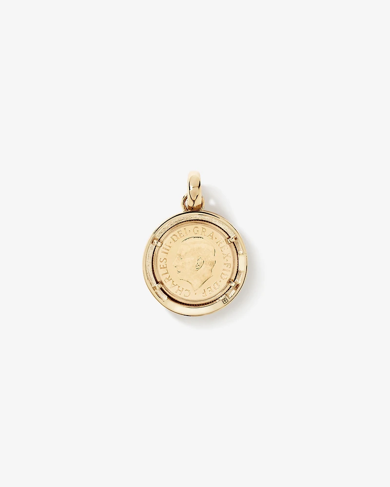 0.33 Carat TW Diamond Full Sovereign Medallion Pendant in 10kt and 22kt Yellow Gold