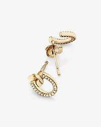 Mini boucles d'oreilles en fer à cheval en or jaune 10 K avec diamants