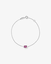 Bracelet en lunette en saphir rose taille émeraude en or blanc 10 carats