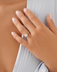 Bague en or blanc 14 K avec diamant créé en laboratoire totalisant 2 ct