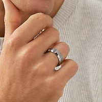 Bague en tungstène de saphir gris pour homme