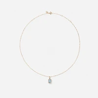 Emerald Cut Blue Topaz and Diamond Halo Pendant with Chain in 10kt Yellow Gold