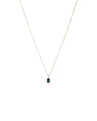 Collier Pendentif Avec Topaze Bleue De Londres Taille Émeraude En Or Jaune 10 Ct