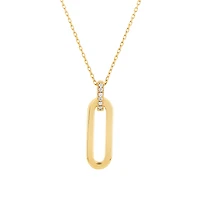 Paperclip Pendant with 0.02 Carat TW of Diamonds in 10kt Yellow Gold