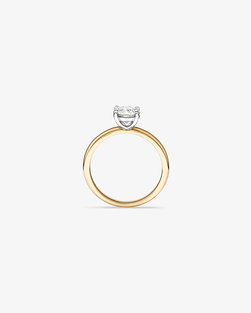 Bague de Fiançailles Solitaire en Diamant Rond Brillant 1,00 Carat TW en Or Blanc et Jaune 14 kt