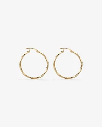 28mm Square Twist Hoop Earrings in 10kt Yellow Gold