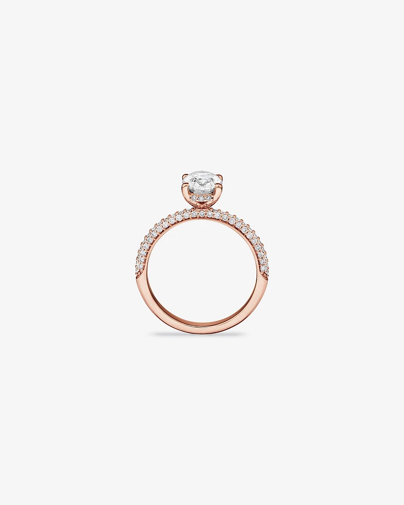1.95 Carat TW Oval Cut Laboratory-Grown Diamond Solitaire Side Accent Engagement Ring in 14kt Rose Gold