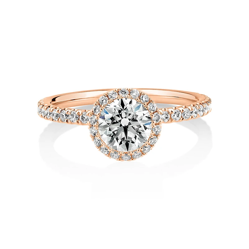 Bague de fiançailles en or blanc 18 K avec halo à diamants totalisant 1,36 ct Sir Michael Hill Designer