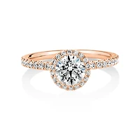 Bague de fiançailles en or blanc 18 K avec halo à diamants totalisant 1,36 ct Sir Michael Hill Designer