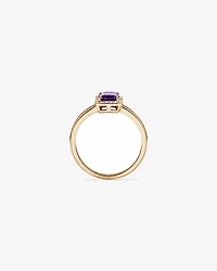 Bague halo Améthyste taille émeraude avec diamants en or jaune 10 ct