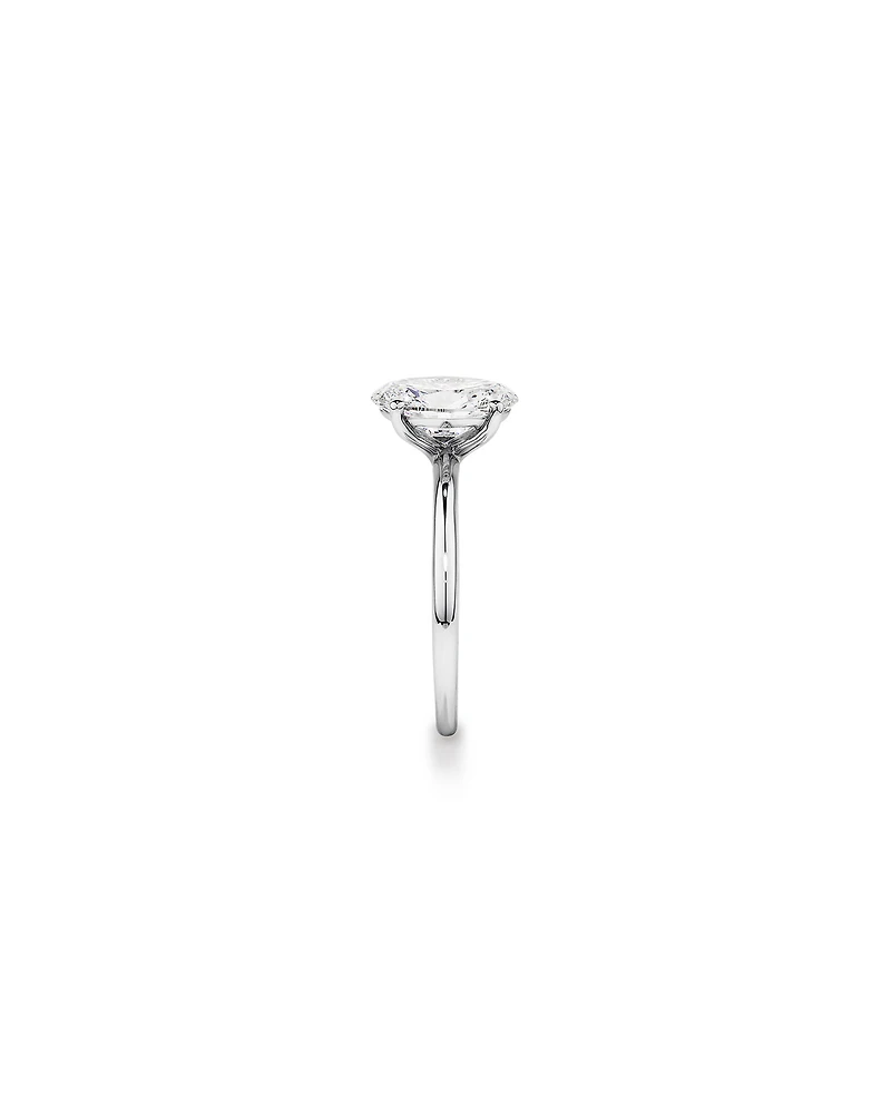 Bague de fiançailles ovale TW 2 carats en diamant solitaire cultivée laboratoire or blanc 14