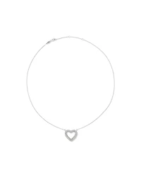 Cubic Zirconia Puff Love Heart Pendant Necklace in Sterling Silver