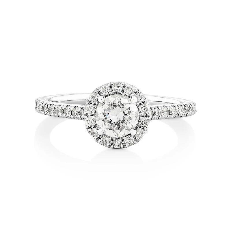 Engagement Ring with 0.92 Carat TW of Diamonds in 14kt White Gold