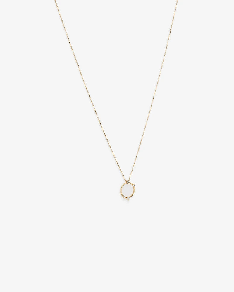 Diamond Studded Circle Necklace in 10kt Yellow Gold