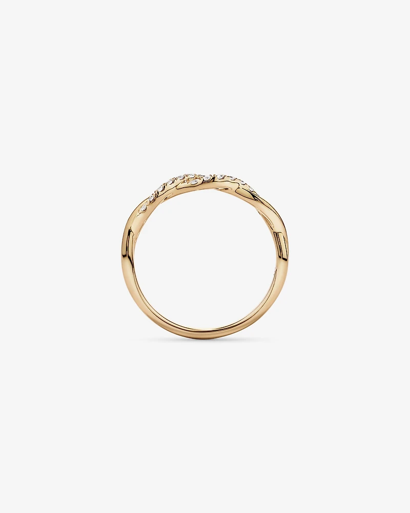 0.16TW Round Brilliant Laboratory-Grown Diamond Twist Wedding Ring 14kt Yellow Gold