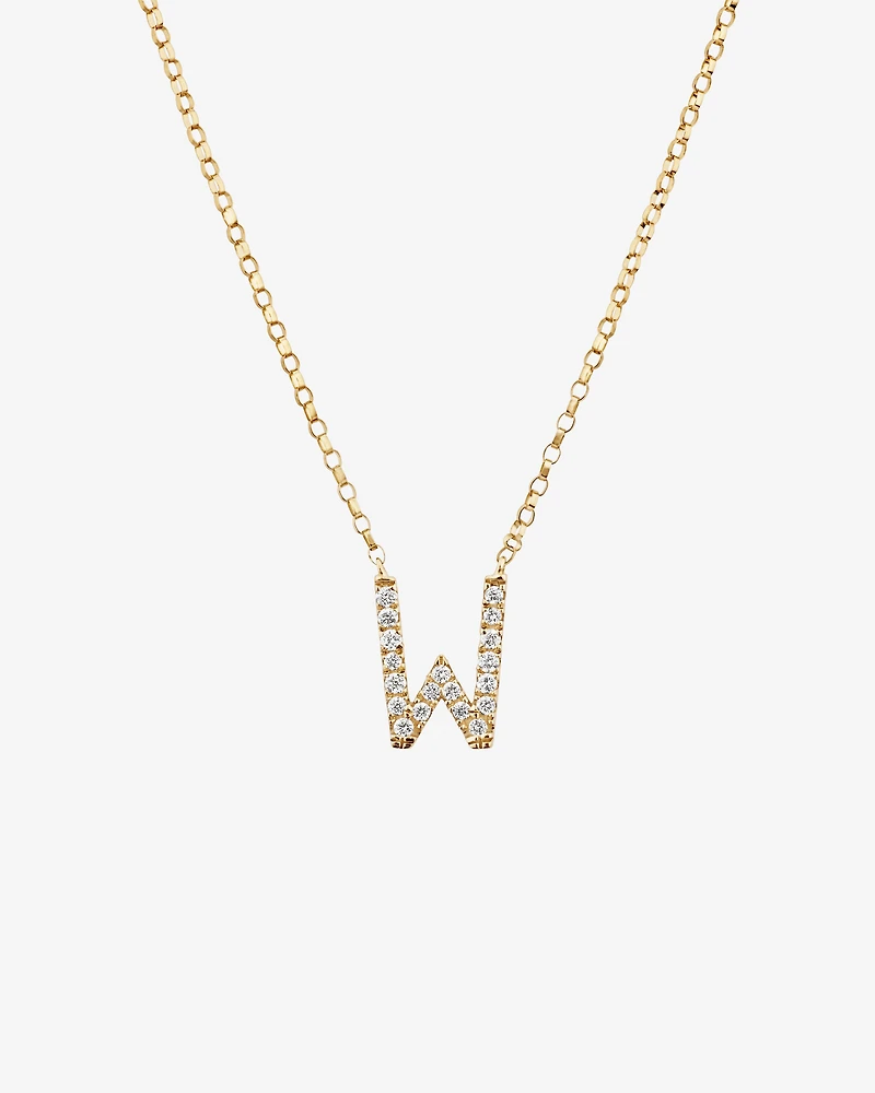 "W" Initial Necklace with 0.10 Carat TW of Diamonds in 10kt Yellow Gold