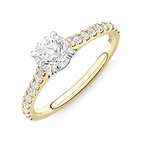 Bague de fiançailles avec 1 1/4 carat de diamants en or jaune/blanc 14 carats