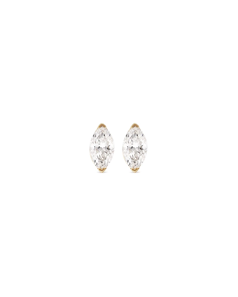 0.60 Carat TW Marquise Cut Solitaire Laboratory-Grown Diamond Stud Earrings in 10kt Yellow Gold