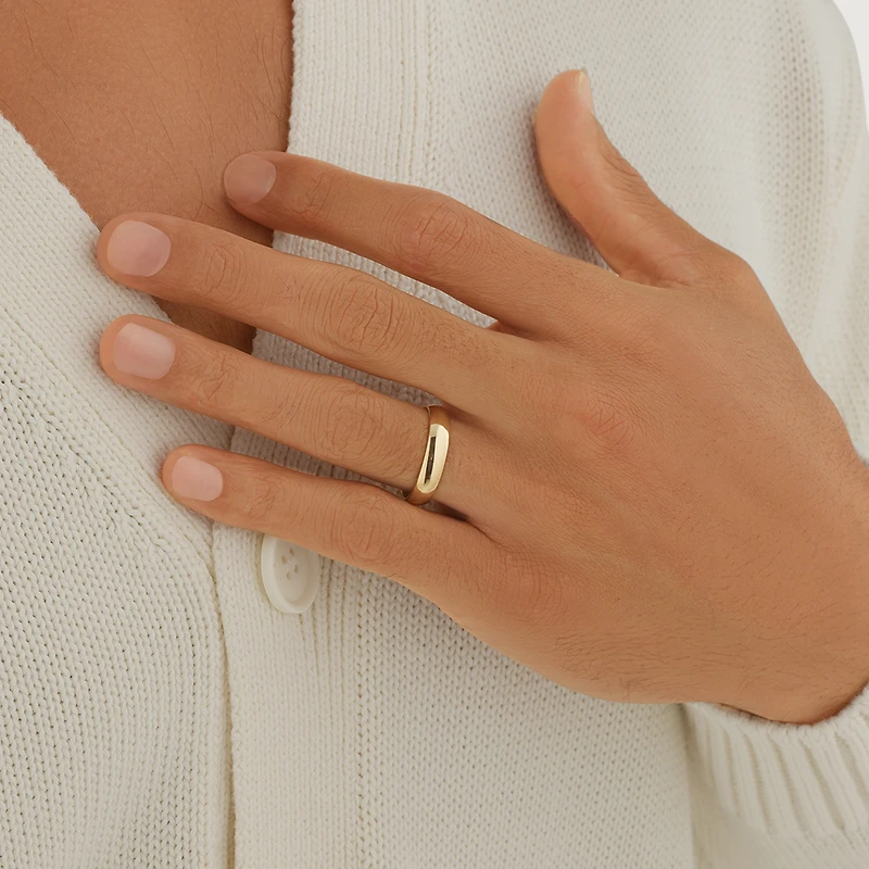 5mm High Domed Wedding Band in 10kt Yellow Gold