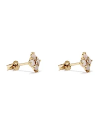 Australian Opal & Diamond Accent Stud Earrings in 10kt Yellow Gold