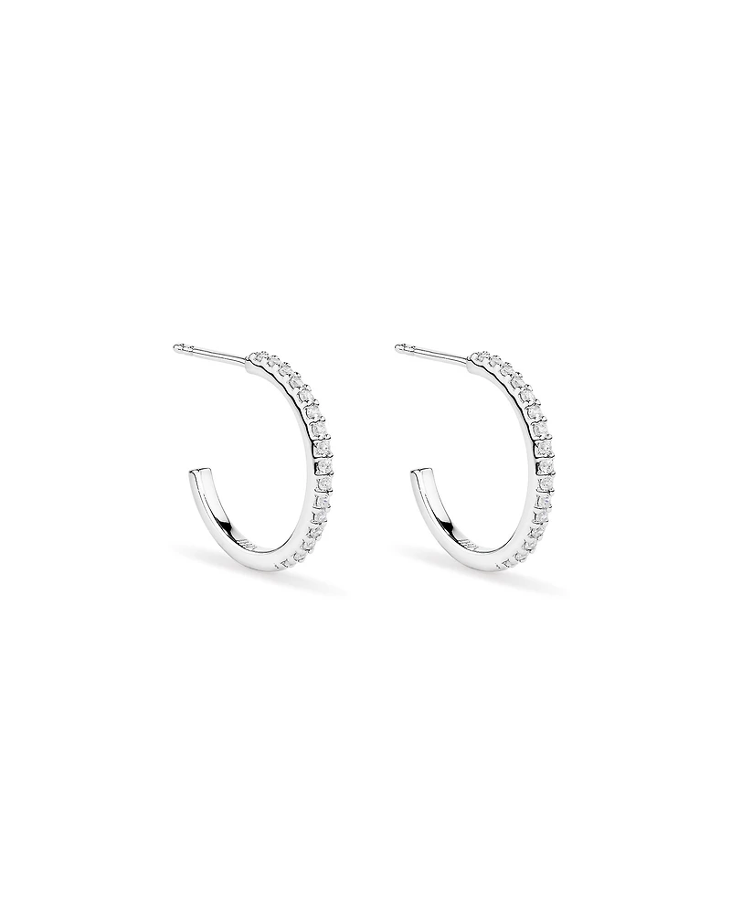 Boucles d’oreilles demi-créoles avec zircone cubique en argent sterling