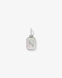 Letter N Mother of Pearl Initial Pendant in Sterling Silver