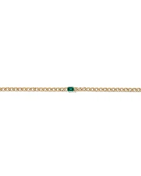 Created Emerald Curb Link Bracelet in 10kt Yellow Gold