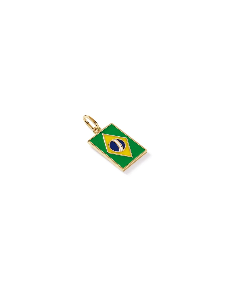 Brazil Flag Pendant in 18Kt Vermeil