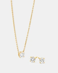 Boucles d’oreilles et pendentif en diamant cultivés en laboratoire de 0,60 carat TW sertis en or jaune 10 carats