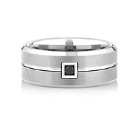 Bague en tungstène saphir gris à diamant noir amélior