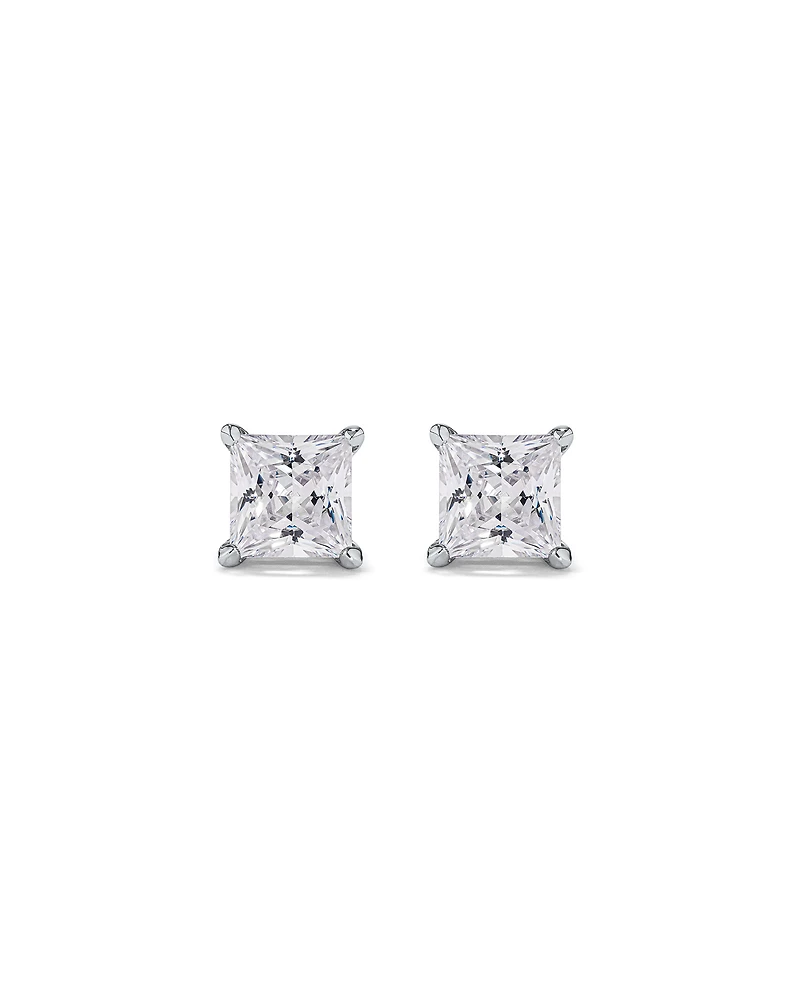 7.5mm Princess Cubic Zirconia Stud Earrings in Sterling Silver