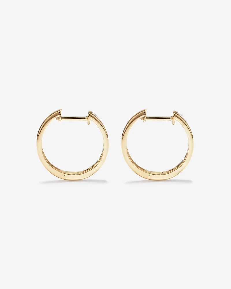 0.25 Carat TW Channel Set Round Brilliant Diamond Huggie Hoop Earrings in 10kt Yellow Gold