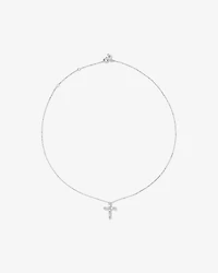 0.34 Carat TW Baguette and Round Brilliant Diamond Cross Pendant in 10kt White Gold