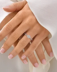 Round Brilliant Halo Ring with 0.50 Carat TW of Diamonds in 14kt White Gold