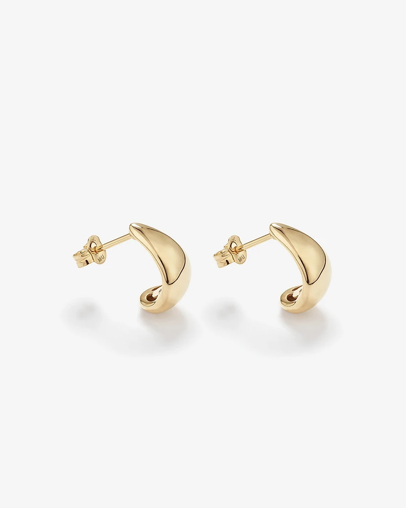 Polished Half Hoop Stud Earrings in 10kt Yellow Gold