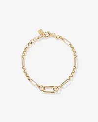 18cm (7") Paperclip 7 and 1 Alternating Open Pendant Bracelet in 10kt Yellow Gold